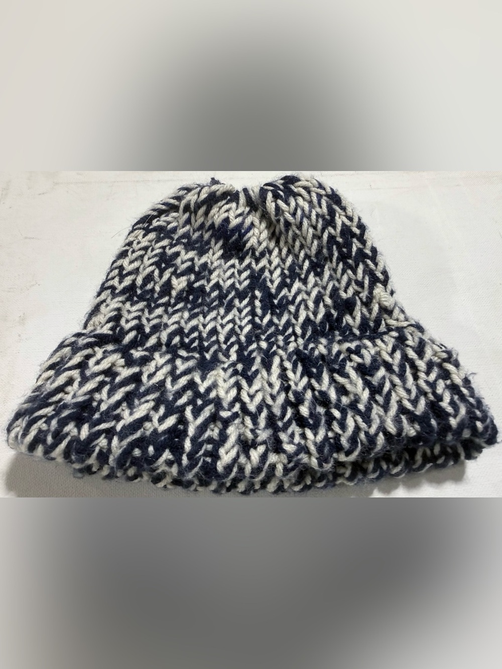 Chunky Knit Women's Beanie - Navy and Cream